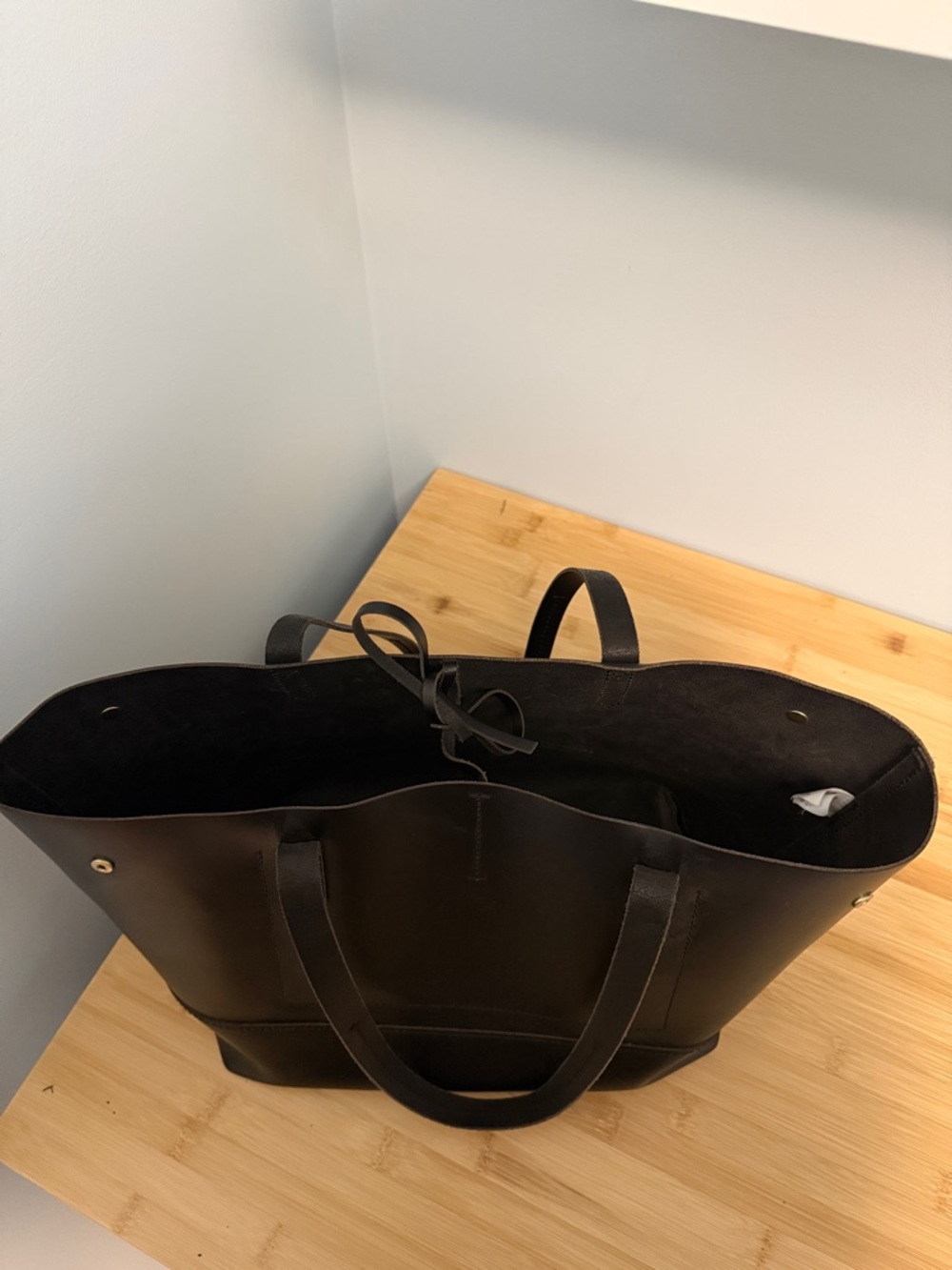 J. Crew Classic Uptown Black Leather Tote Computer Shoulder Bag Purse JCrew - Picture 4 of 10